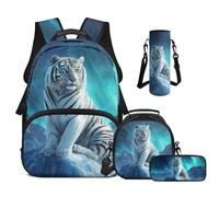 Cugasmaru Zaino Lunch Box Set 43,2 cm Bambini Scuola Borse per Ragazzi Leggero Bookbag, Galassia Tig, Zaino per bambini