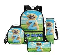 Cugasmaru Zaino personalizzato per bambini, idea regalo per ragazze e ragazzi, 4 pezzi, Carlino, Zaino per bambini