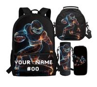 Cugasmaru Zaino personalizzato per bambini, idea regalo per ragazze e ragazzi, 4 pezzi, Rugby Sport, Zaino per bambini