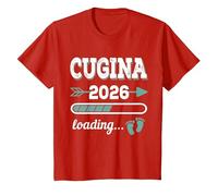CUGINA 2026 Loading Regalo Divertente cugine maggiori Maglietta, Bambini, Rosso, 4 Anni