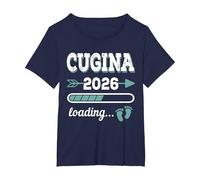 CUGINA 2026 Loading Regalo Divertente cugine maggiori Maglietta, Donna Plus-Size, Navy, 2X