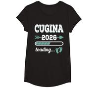 CUGINA 2026 Loading Regalo Divertente cugine maggiori Maglietta, Ragazze, Nero, S