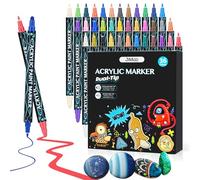 Cugybue Pennarelli Acrilici,36 Colori 1-5MM Pennarelli a Vernice Acrilica,Impermeabile Permanente Pennarelli Acrilici per Dipingere Sassi,Tessuti,Ceramica,Carta,Vetro,Plastica,Metallo,Legno