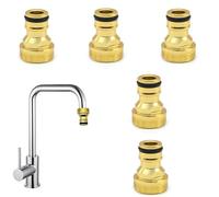 CuiCanfla Set di collegamento rapido, 5 pezzi, attacco per rubinetto, attacco universale per rubinetto, attacco universale con filettatura interna e filettatura esterna, per lavatrice e cucina da