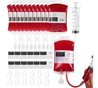 Cuicany 12 Pezzi Halloween Sacchetti di Sangue per Bevande, 350ml, Borsa per Bevande di Halloween, con Clip, Adesivi, Riutilizzabili, Decorazione Horror, per Cosplay, Feste, Accessori di Scena