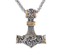 Cuicany Collana Uomo Martello di Thor, Vichinga Mjolnir Ciondolo, Acciaio Inossidabile, Regalo Vichingo per Uomo