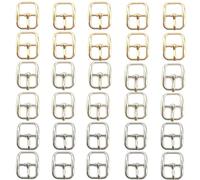 CUICHANG 30 Pezzi Mini Fibbia in Metallo Fatta a Mano, Rullo e Anelli Rettangolari, Fibbie Quadrate per Zaino e Valige (15MM)