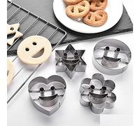 CUICUI 4 Pezzi/Set A Forma di Cuore Stella Tondo Sorriso Faccia Forma di Taglierina per Biscotti per Bambini Stampo per Biscotti Stampi per Dolci da Forno Frutta E Verdura Pane Plastilina