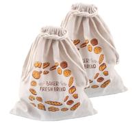 CUIDAKJ 2 Pezzi Sacchetto Portapane, Ssacchetto del Pane in Cotone e Lino, Sacchetti Riutilizzabili per il Pane, Tasche con Coulisse in Cotone e Lino Anche per Frutta e Verdura (31 x 38 cm)