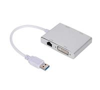 Cuifati Adattatore HDMI, Lega di Alluminio Adattatore Convertitore Multifunzionale da USB 3.0 a VGA/HDMI/LAN/DVI di Alta qualità con Doppia Uscita HDMI e VGA, Supporto per Laptop PC Proiettore TV HD