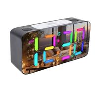 Cuifati Allerte Vibrante Forte con Shaker a Letto, Doppi Allarmi 15 Colori RGB con Display Digitale a LED da 7 Pollici, Caricabatterie USB, Dimmer, per Non Udenti/Anziani/Adolescenti (BLACK)