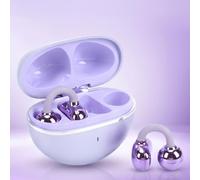 Cuifati Auricolari con Clip, Cuffie Wireless Bluetooth 6.0 a Orecchio Aperto con Resistenza All'acqua IPX7 e 40 Ore di Riproduzione, per Sport, Corsa, Viaggi, Lavoro (PURPLE)