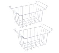 Cuifati Bidoni Dell'organizzatore del Congelatore da 2 Pacchi, Cestini di Stoccaggio del Filo del Frigorifero con Manici, Grandi Bidoni dei (L 39 cm x w 20cm x h 20cm)