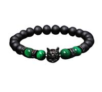 Cuifati Bracciale con Perline di Lupo Bracciale Portafortuna Anti-ansia con Roccia Lavica per Donna Uomo, Braccialetto con Perline di Pietra Energetica da 8 Mm per Regalo Antistress (Una tigre verde