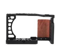 Cuifati Gabbia in Lega di Alluminio per Fotocamera con Manico in Legno, | Piastra a Sgancio Rapido, Telaio di Estensione Protettivo, Kit Rig Multifunzione per A6000 6300 6400 6500 Video