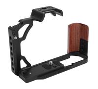 Cuifati Gabbia per Fotocamera in Lega di Alluminio con Manico in Legno, Mezza Gabbia della Fotocamera per Microcamera ZFC, Dotata di Fori Filettati 1/4in-20 e Interfaccia di Avvio a (BLACK)