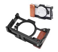 Cuifati Gabbia per Videoregistratore in Metallo per Fotocamera, Stabilizzatore per Pellicola in Lega di Alluminio con Impugnatura in Legno, Attacco a Slitta Fredda da 1/4 di Pollice per
