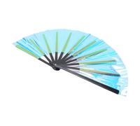 Cuifati Grande Ventola Pieghevole, Ventola Colorata in PVC Brillantemente Leggera e Rave Costolette Pratiche Impermeabili per Festival