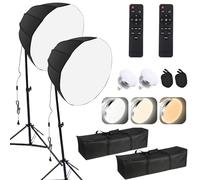 Cuifati Kit da 2 Set di Luci Fotografiche con Lampadina a Risparmio Energetico da 85 W, Telecomando per Ritratti in Live Streaming (Spina europea)