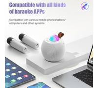 Cuifati Mini Karaoke Altoparlante Wireless con Microfono Effetto Magico Che Cambia il Suono Doppio Microfono per Duetti Canto Batteria a Lunga Durata per Karaoke Party All'aperto Bianco 1 (WHITE)