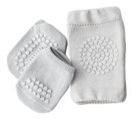 Cuifati Set di Calzini Antiscivolo per Ginocchiere per Bambini, Set di Protezioni per Ginocchia in Cotone Pettinato per 1-3 Anni (grigio chiaro)