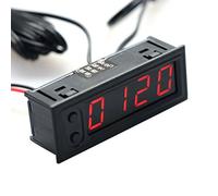Cuigu - Orologio da automobile multifunzione 3 in 1, alta precisione, temperatura interna ed esterna, batteria, controllo della tensione, voltmetro del pannello, 12 V