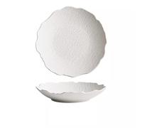 CUISGOR Piatti da Portata in Ceramica Piatti Particolarmente Belli, Piatti Piani Giapponesi for la Casa, Piatti Fondi, Piatti Fondi in Ceramica Leggera di Lusso Piatti da Pranzo(White,M)