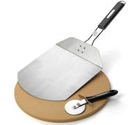 Cuisinart Confezione da 3 pezzi per pizza alla griglia | Set pietra per pizza, pala pieghevole e taglierino | Strumento per barbecue resistente