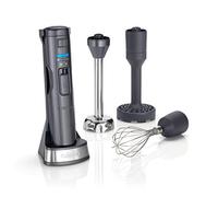 CUISINART CSB300BE Mixer a immersione Cordless in acciaio inox, Accessorio schiaccia verdure, Frusta, Batteria agli ioni di litio, accessori lavabili in lavastoviglie, Sistema blocco di sicurezza
