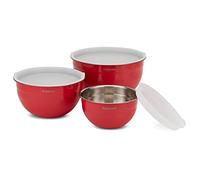 Cuisinart CTG-00-SMB - Set di 3 ciotole in acciaio inox con coperchio, colore: rosso