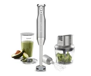 Cuisinart Power Blend frullatore a immersione da 400 W con controllo di velocità variabile, lama inox, campana antigraffio BPA free, frusta, ciotola robot e contenitore Prep-and-Go inclusi