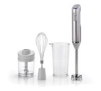 CUISINART RHB100E Mixer a immersione Cordless in acciaio, Caraffa senza BPA, Frusta, Mini tritatutto da 250ml, Batteria agli ioni di litio, caricabatterie USB, accessori lavabili in lavastoviglie