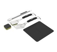 Cuisinart Set di 5 utensili per griglia, in acciaio inox, per griglie e piastre, tappetino in silicone, spatola, pinze, spazzola per pulire a vapore e raschietto per tutte le griglie, accessori