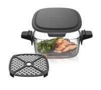 Cuisinart Set di accessori per friggitrice ad aria in vetro, 3 pezzi, cestello in vetro da 4 litri, coperchio e piastra più croccante, compatibile con friggitrice ad aria ClearView AFC-4