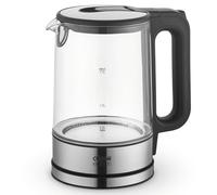 CUISINE EDITION Bollitore in vetro, con base a 360° e indicatore LED, elementi in acciaio inox, 1,7 litri, bollitore in vetro, bollitore in acciaio inox, dispenser per acqua calda, bollitore per acqua