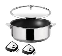 Cuisinox - Eclipse - Padella 24 cm con rivestimento in ceramica - Fondo incapsulato - Adatto a tutti i piani cottura, inclusa induzione - Acciaio inossidabile 18/10 - Finitura a specchio - Coperchio