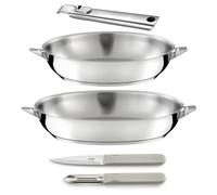 Cuisinox - Eclipse - Set cottura e posate - Stufe 24/28 cm in acciaio inox, pelapatate e coltello da ufficio - Manico rimovibile in acciaio inox - Adatto a tutti i piani cottura, inclusa induzione