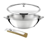 Cuisinox - Eclipse - wok interamente in acciaio inox da 28 cm - Fondo incapsulato - Compatibile con tutti i bruciatori, compresa la induzione - 18/1 acciaio inox
