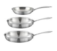 Cuisinox Gourmet - Set di 3 padelle in acciaio inox, 20-24-28 cm