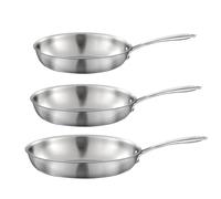 Cuisinox Gourmet - Set di 3 padelle in acciaio inox, 24-28-32 cm
