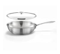 Cuisinox - Gourmet - Wok 28 cm in acciaio inox - Triply - Compatibile con tutti i piani cottura inclusa induzione - Acciaio inossidabile 18/10 - Finitura satinata - Manico fisso - Senza PFAS, PTFE