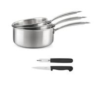 CUISINOX - Set cottura e posate - Gourmet - Compatibile con tutti i piani cottura, inclusa induzione - Acciaio inossidabile - Maniglia fissa - Senza PFAS, PTFE, PFOA - Made in France