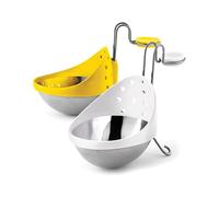 Cuisipro set poach pod 2 pezzi con gancio regolabile, acciaio inox 18/10 e plastica senza BPA, 14 x 7 x 10 cm, giallo e bianco, accessorio per uova in camicia, perfette ogni mattina