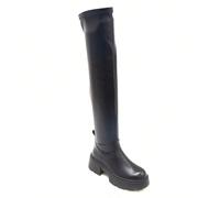 Cuissardes à plateforme robuste-Bottes femme montantes style urbain PU Hauteur au-dessus du genouSemelle extérieure crantée pour une adhérence solideChiusura laterale funzionaleRegolazione au mollet e