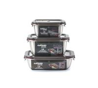 Cuitisan - Confezione da 3 scatole alimentari in acciaio inox compatibile con microonde. 500, 980 e 1100 ml