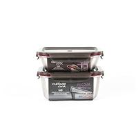 Cuitisan - Set di 2 contenitori per alimenti in acciaio inox, adatti al microonde, 580 e 980 ml