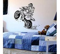 CUIXIAOQI Adesivo da parete rimovibile nero - Motocross Racing, adatto per cameretta dei bambini o sala giochi, esprimendo tema sport e avventura, adesivi murali in bianco e nero 60X56Cm