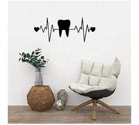 CUIXIAOQI Denti Battito Cardiaco - Adesivo murali in Vinile, Adatto per studi dentistici o uffici, esprime Salute Orale e professionalità.Adesivi murali in Bianco e Nero 57x23 cm