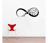 CUIXIAOQI Pallavolo - Adesivo da parete in vinile per la cameretta di un bambino o di un adolescente, che esprime un tema sportivo e sogno, adesivo da parete bianco e nero 56x24 cm