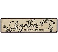 CUIYMXSC Targa sottile in metallo con scritta "Gather Here with Grateful Hearts", decorazione da parete per casa colonica, bar, garage, uomo, grotta, regalo, 10,2 x 40,6 cm